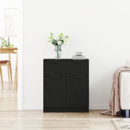 Berkfield Home Black Oak Sideboard 60x30x70 cm Engineered Wood - Size: 60 x 30 x 70 cm - thumbnail 4
