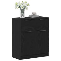 Berkfield Home Black Oak Sideboard 60x30x70 cm Engineered Wood - Size: 60 x 30 x 70 cm - thumbnail 3