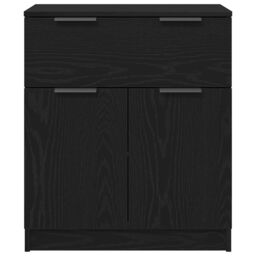 Berkfield Home Black Oak Sideboard 60x30x70 cm Engineered Wood - Size: 60 x 30 x 70 cm - thumbnail 7