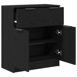 Berkfield Home Black Oak Sideboard 60x30x70 cm Engineered Wood - Size: 60 x 30 x 70 cm - thumbnail 5