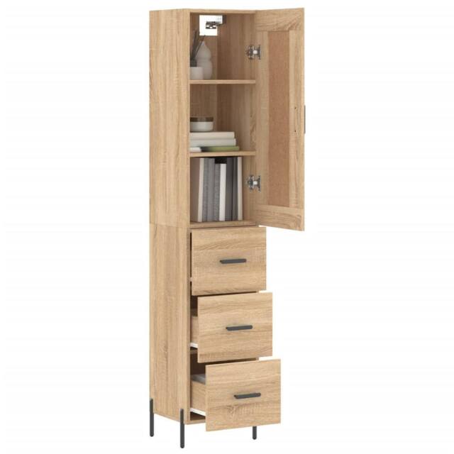 Berkfield Home Highboard Sonoma Oak 34.5x34x180 cm Engineered Wood in Brown - image 1