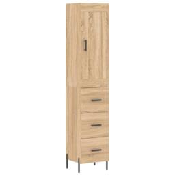 Berkfield Home Highboard Sonoma Oak 34.5x34x180 cm Engineered Wood in Brown - thumbnail 3