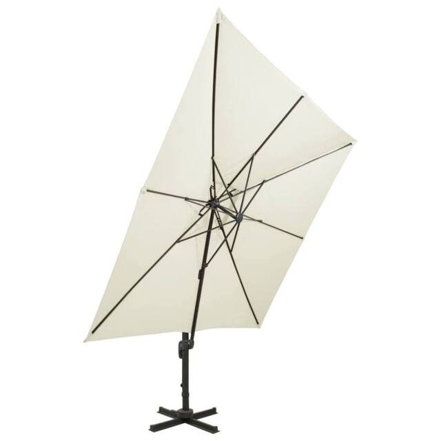 Berkfield Home Cantilever Garden Parasol with Double Top 300x300 cm Sand in Off-White - image 1