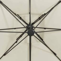 Berkfield Home Cantilever Garden Parasol with Double Top 300x300 cm Sand in Off-White - thumbnail 8