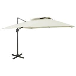 Berkfield Home Cantilever Garden Parasol with Double Top 300x300 cm Sand in Off-White - thumbnail 2