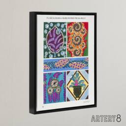 "Artery8 Colourful Vintage Floral Designs Framed Canvas Wall Art Print Seguy - Size: W24"" x H32""" - thumbnail 2
