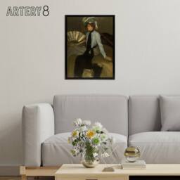 "Artery8 Alfred Henry Maurer Young Woman With Fan Framed Canvas Wall Art Print in Brown - Size: W12"" x H16""" - thumbnail 3