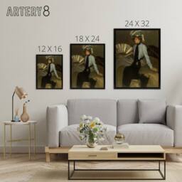 "Artery8 Alfred Henry Maurer Young Woman With Fan Framed Canvas Wall Art Print in Brown - Size: W12"" x H16""" - thumbnail 4