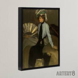 "Artery8 Alfred Henry Maurer Young Woman With Fan Framed Canvas Wall Art Print in Brown - Size: W12"" x H16""" - thumbnail 2