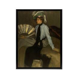 "Artery8 Alfred Henry Maurer Young Woman With Fan Framed Canvas Wall Art Print in Brown - Size: W12"" x H16""" - thumbnail 1