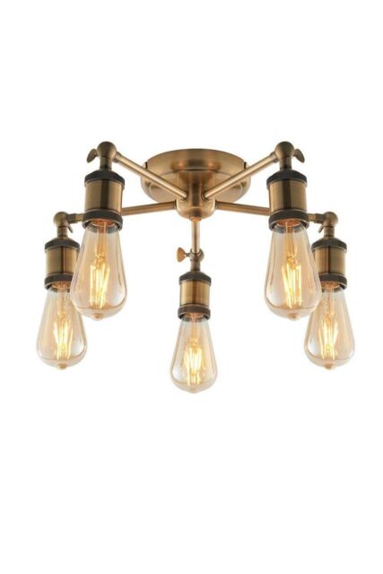 Netlighting Hal Multi Arm Lamp Semi Flush Ceiling Lamp Antique Brass Plate in Gold - image 1