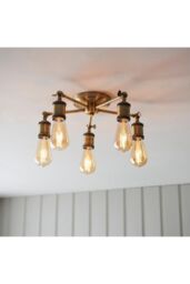 Netlighting Hal Multi Arm Lamp Semi Flush Ceiling Lamp Antique Brass Plate in Gold - thumbnail 2