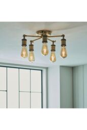Netlighting Hal Multi Arm Lamp Semi Flush Ceiling Lamp Antique Brass Plate in Gold - thumbnail 4