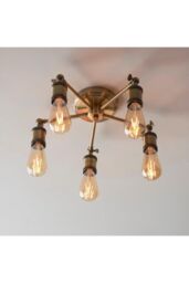 Netlighting Hal Multi Arm Lamp Semi Flush Ceiling Lamp Antique Brass Plate in Gold - thumbnail 5