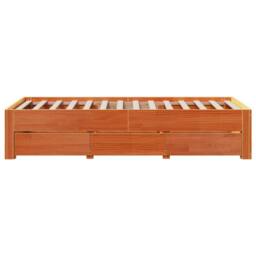 Berkfield Home Durable Bed Frame Frame w/Drawers Wax Brown 90x190 cm Single Soli - thumbnail 5