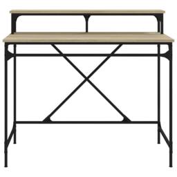 Berkfield Home Desk Sonoma Oak 100x50x90 cm Engineered Wood & Iron in Light Tan - Size: 100 x 50 x 90 cm - thumbnail 5