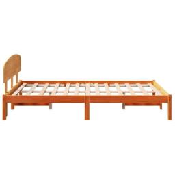 Berkfield Home Bed Frame with Headboard Wax Brown 140x190 cm Solid Wood Pine - thumbnail 6
