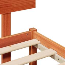 Berkfield Home Bed Frame with Headboard Wax Brown 140x190 cm Solid Wood Pine - thumbnail 8