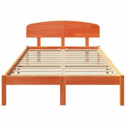 Berkfield Home Bed Frame with Headboard Wax Brown 140x190 cm Solid Wood Pine - thumbnail 5