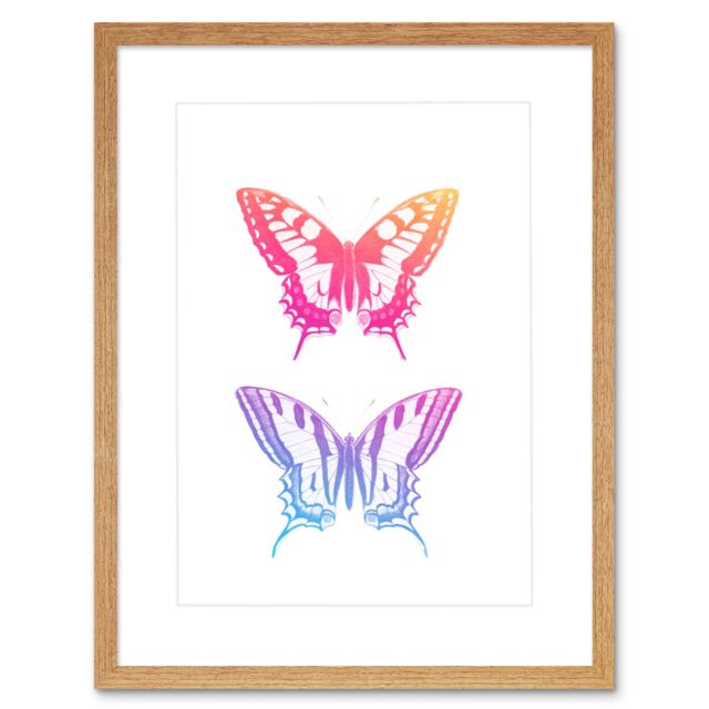 "Artery8 Wall Art Print Colourful Gradient Butterflies Art Black Framed 9x7 inch in Beige - Size: W7"" x H9""" - image 1