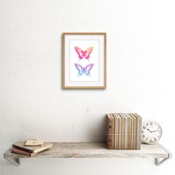 "Artery8 Wall Art Print Colourful Gradient Butterflies Art Black Framed 9x7 inch in Beige - Size: W7"" x H9""" - thumbnail 2