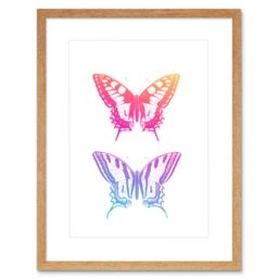 "Artery8 Wall Art Print Colourful Gradient Butterflies Art Black Framed 9x7 inch in Beige - Size: W7"" x H9""" - thumbnail 1