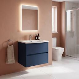 Balterley Chartley Contemporary 2 Drawer Wall Hung Vanity Basin Unit, 600mm in Blue - thumbnail 3
