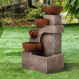 Kelvenix Outdoor Solar Power Fountain Water Feature in Brown - Size: 0.6m2 - thumbnail 5