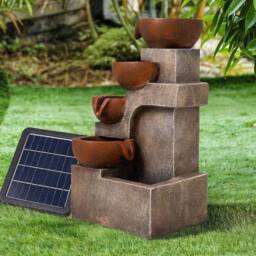 Kelvenix Outdoor Solar Power Fountain Water Feature in Brown - Size: 0.6m2 - thumbnail 1