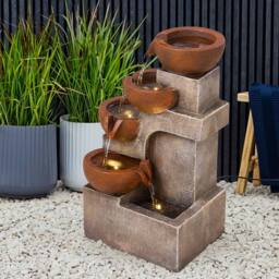 Kelvenix Outdoor Solar Power Fountain Water Feature in Brown - Size: 0.6m2 - thumbnail 4