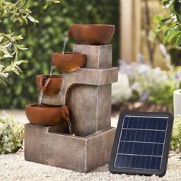 Kelvenix Outdoor Solar Power Fountain Water Feature in Brown - Size: 0.6m2 - thumbnail 3