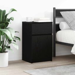Berkfield Home Bedside Cabinet Black 39x35x65 cm Engineered Wood - Size: 39 x 35 x 65 cm - thumbnail 1