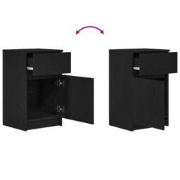 Berkfield Home Bedside Cabinet Black 39x35x65 cm Engineered Wood - Size: 39 x 35 x 65 cm - thumbnail 9
