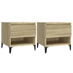 Berkfield Home Side Tables 2 pcs Sonoma Oak 50x46x50 cm Engineered Wood in Light Tan - Size: 50 x 46 x 50 cm - thumbnail 3