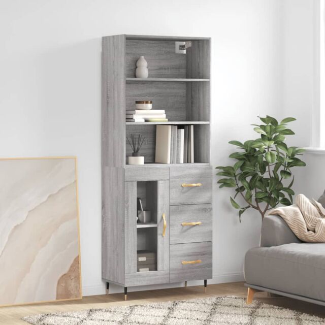 Berkfield Home Highboard Grey Sonoma 69.5x34x180 cm Engineered Wood - image 1