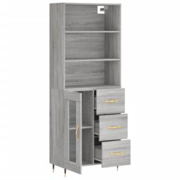 Berkfield Home Highboard Grey Sonoma 69.5x34x180 cm Engineered Wood - thumbnail 4