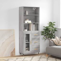 Berkfield Home Highboard Grey Sonoma 69.5x34x180 cm Engineered Wood - thumbnail 1