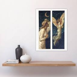 "Artery8 Cupid Flying Away From Psyche Vintage Wall Art Print Jones in Blue - Size: W24"" x H32""" - thumbnail 4