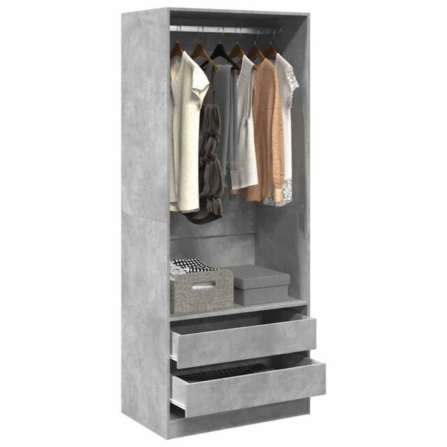 Berkfield Home Wardrobe Concrete Grey 80x50x200 cm Engineered Wood - Size: 80 x 50 x 200 cm - image 1