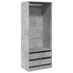 Berkfield Home Wardrobe Concrete Grey 80x50x200 cm Engineered Wood - Size: 80 x 50 x 200 cm - thumbnail 2