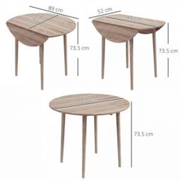 STILVORA 4-Seater Round Folding Dining Table with Drop Leaf Design & Wooden Construction in Light Oak - thumbnail 4