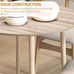 STILVORA 4-Seater Round Folding Dining Table with Drop Leaf Design & Wooden Construction in Light Oak - thumbnail 8