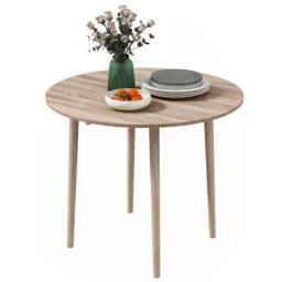 STILVORA 4-Seater Round Folding Dining Table with Drop Leaf Design & Wooden Construction in Light Oak - thumbnail 5