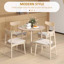 STILVORA 4-Seater Round Folding Dining Table with Drop Leaf Design & Wooden Construction in Light Oak - thumbnail 7