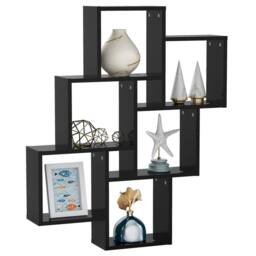 Berkfield Home Wall Cube Shelf Black 78x15x93 cm Engineered Wood - Size: 78 x 15 x 93 cm - thumbnail 1