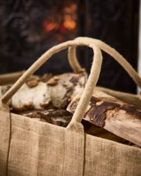 Dibor Traditional Kissing Deer Hessian Firewood Log Storage Jute Bag H40 x W60cm in Natural - thumbnail 4