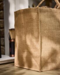 Dibor Traditional Kissing Deer Hessian Firewood Log Storage Jute Bag H40 x W60cm in Natural - thumbnail 3