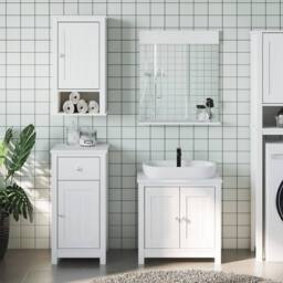 Berkfield Home 3 Piece Bathroom Furniture Set BERG White Solid Wood Pine