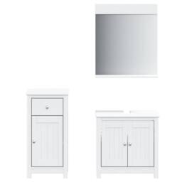 Berkfield Home 3 Piece Bathroom Furniture Set BERG White Solid Wood Pine - thumbnail 2
