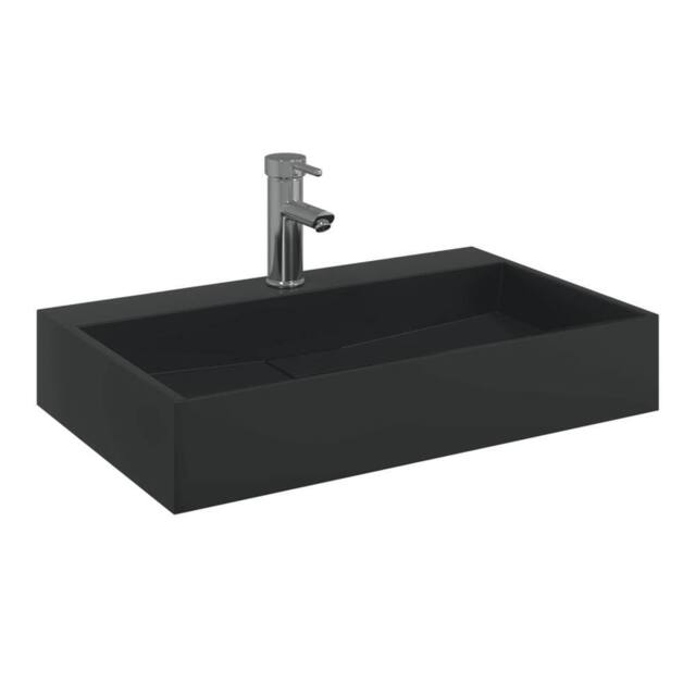 Berkfield Home Sturdy Wash Basin 60x38x11 cm Mineral Cast/Marble Cast Matt Black - Size: 60 x 38 x 11 cm - image 1